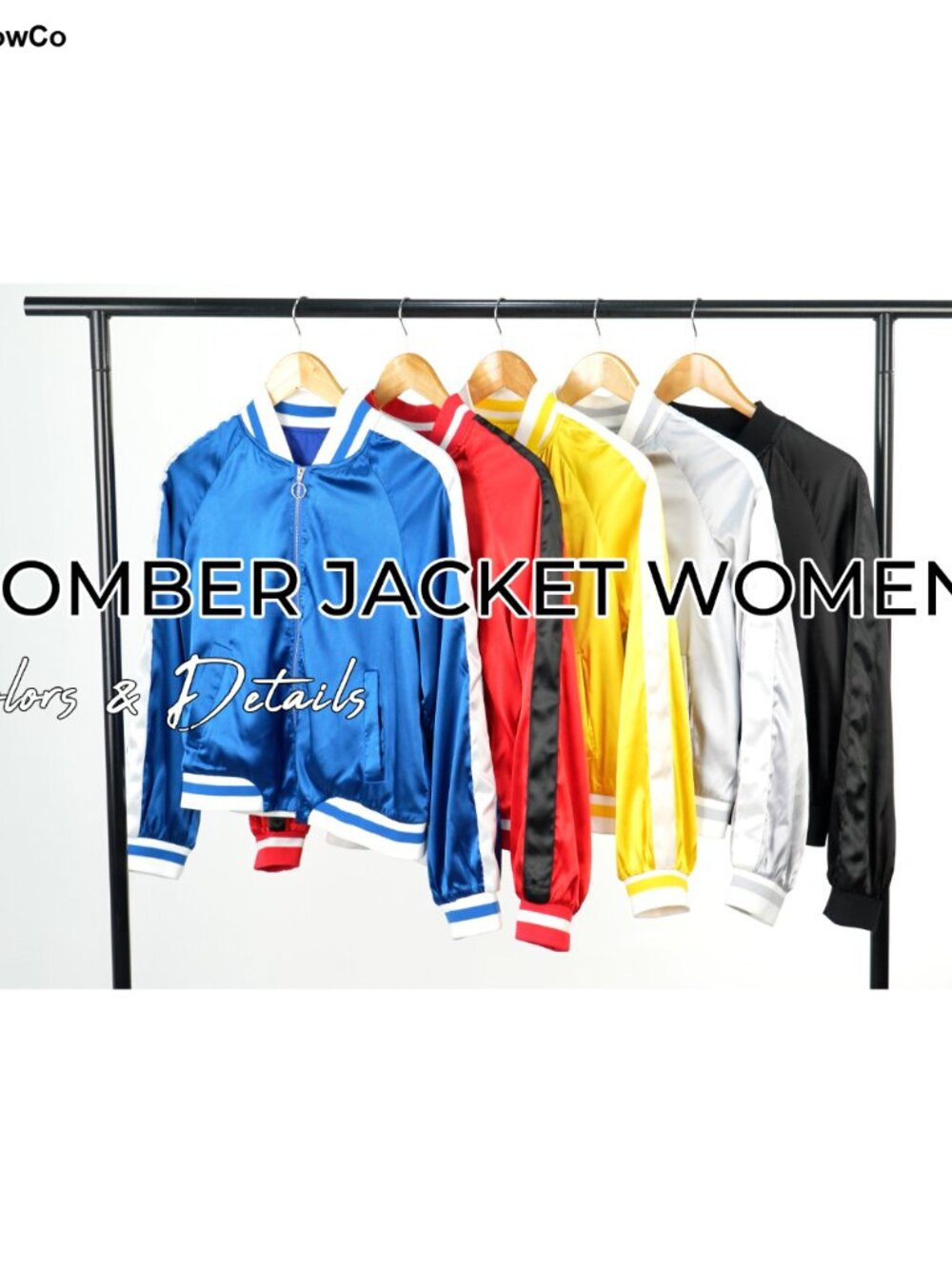 Cropped Bomber Jacket for Women Zip Up Lightweight Casual Striped Cuffs with - Picture 3 of 4